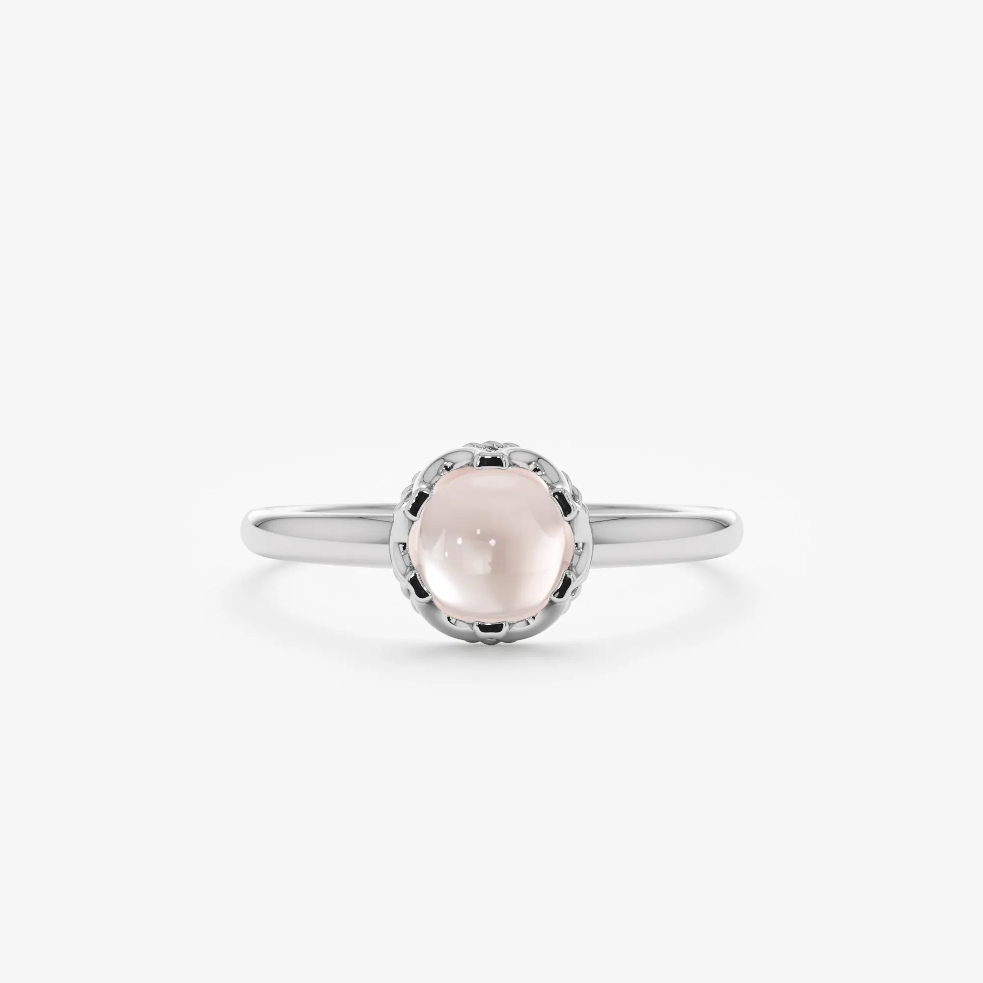 Cabochon Rose Quartz Engagement Ring, Amala