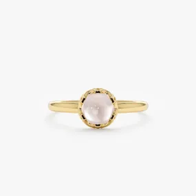 Cabochon Rose Quartz Engagement Ring, Amala