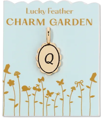 Charm Garden - Scalloped Initial Charm - Gold - Q