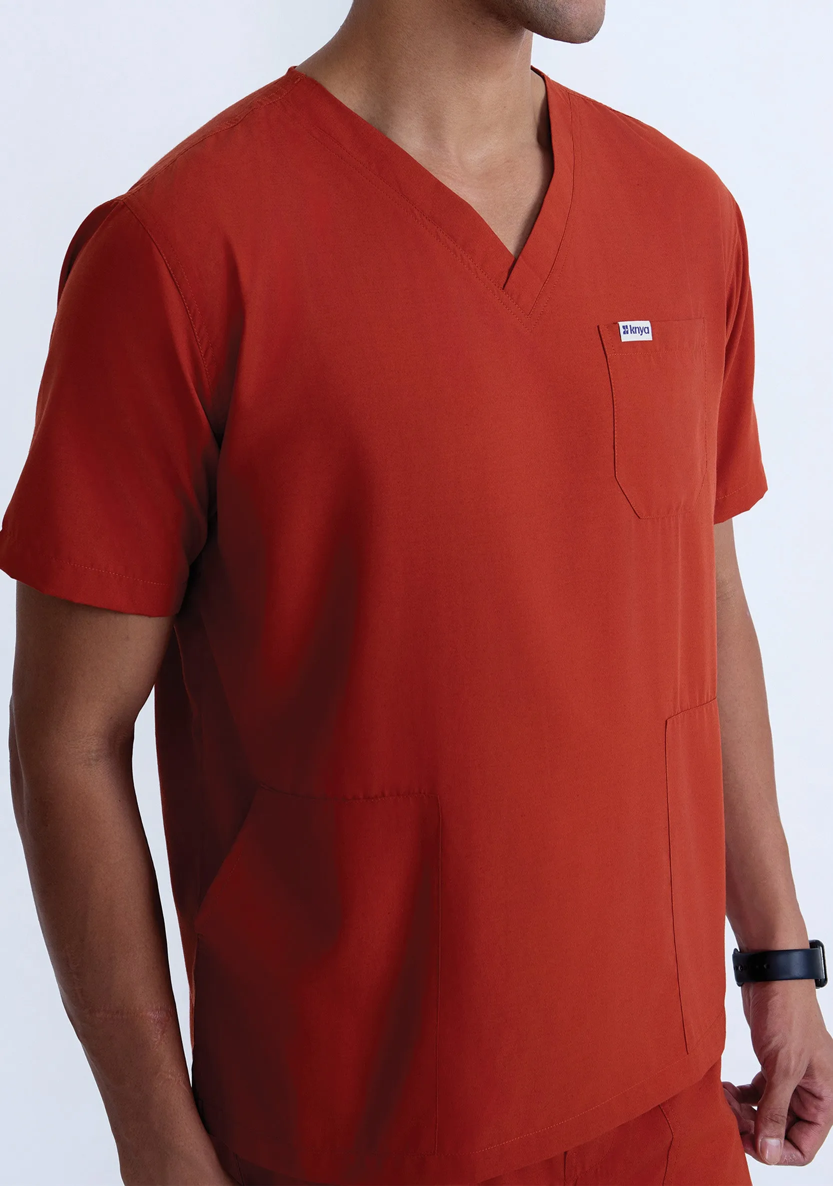 Classic Men's V-Neck (Rust) Scrub - Bundle set