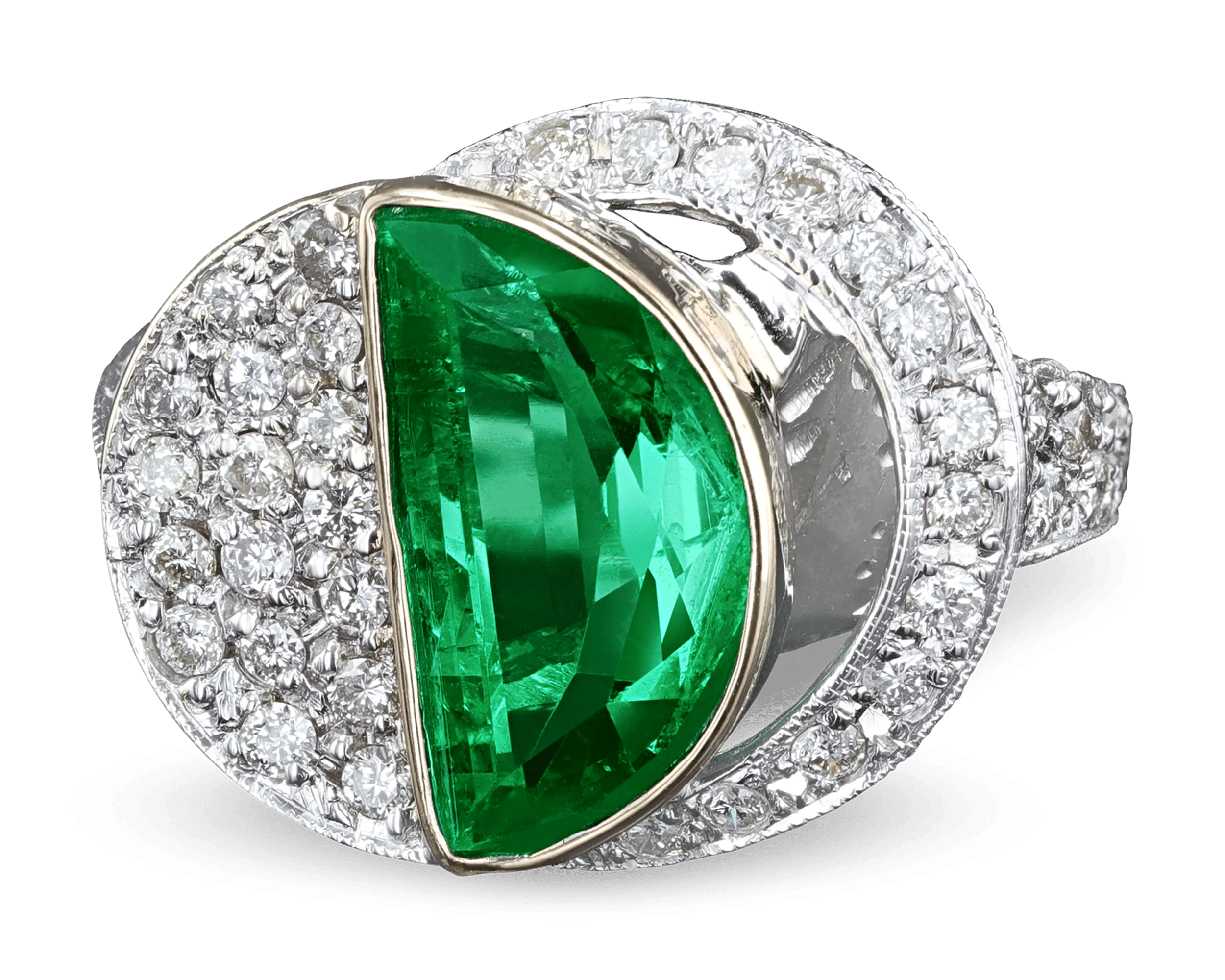 Colombian Emerald and Pavé Diamond Ring