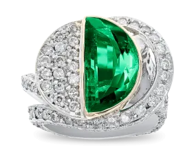 Colombian Emerald and Pavé Diamond Ring