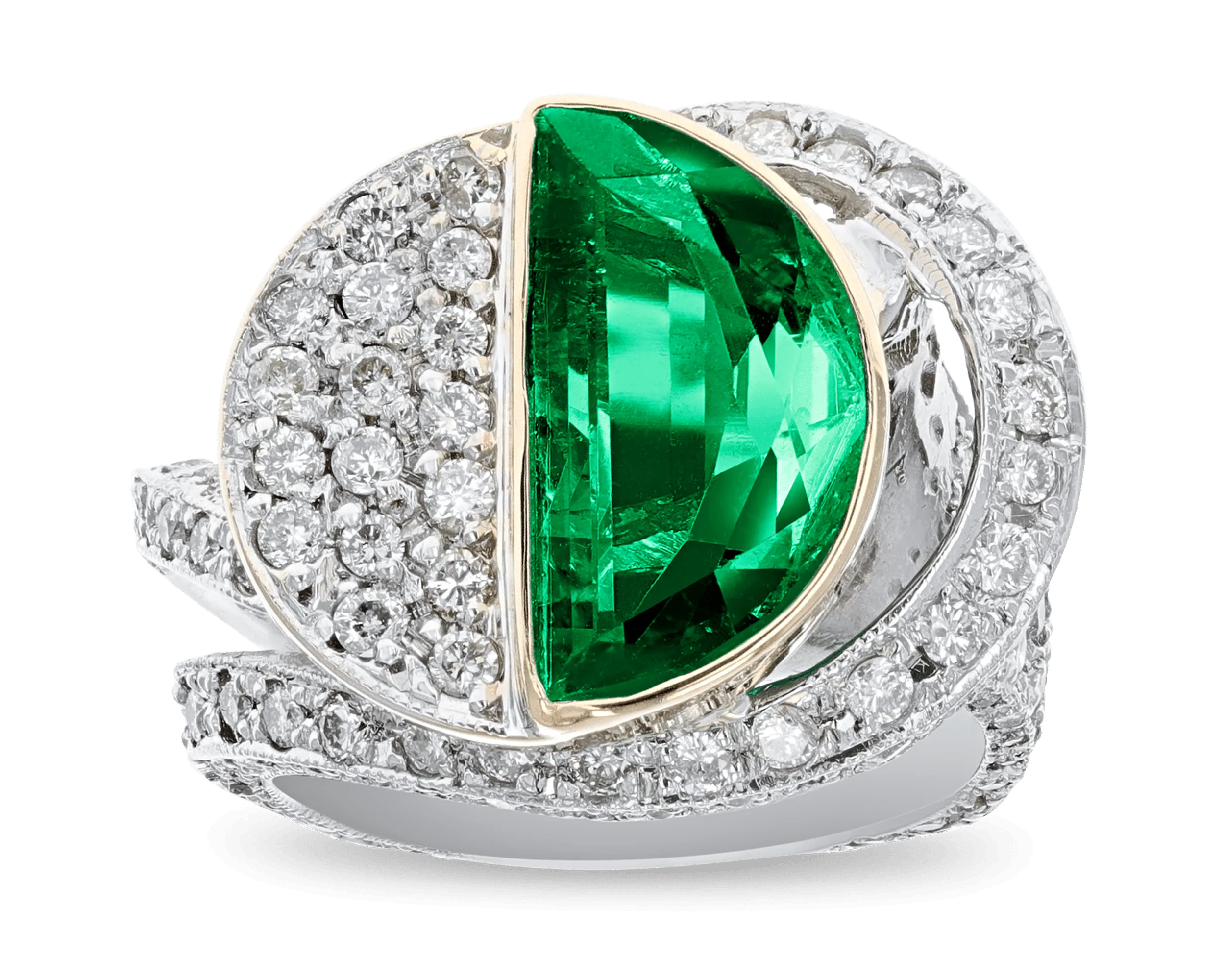 Colombian Emerald and Pavé Diamond Ring