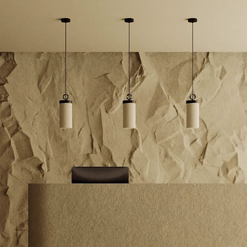 Contemporary Linen Cylindrical Pendant Light