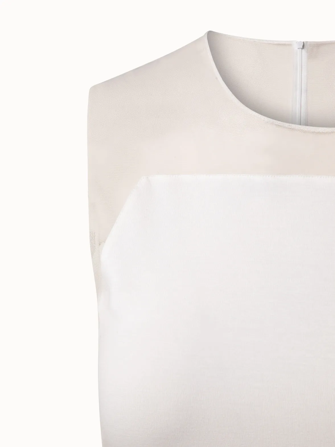 Cotton Jersey Top with Tulle Shoulder