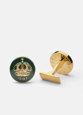 Cufflinks | The Skultuna Crown Gold | British Racing Green