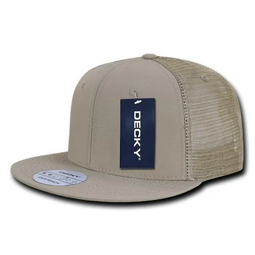 Decky 241 - Ripstop Flat Bill Trucker Cap, 6 Panel Ripstop Trucker Hat