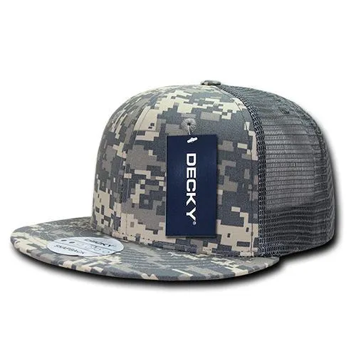 Decky 241 - Ripstop Flat Bill Trucker Cap, 6 Panel Ripstop Trucker Hat