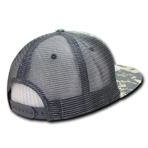 Decky 241 - Ripstop Flat Bill Trucker Cap, 6 Panel Ripstop Trucker Hat