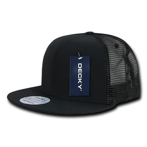 Decky 241 - Ripstop Flat Bill Trucker Cap, 6 Panel Ripstop Trucker Hat