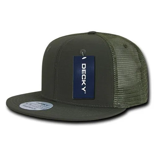 Decky 241 - Ripstop Flat Bill Trucker Cap, 6 Panel Ripstop Trucker Hat