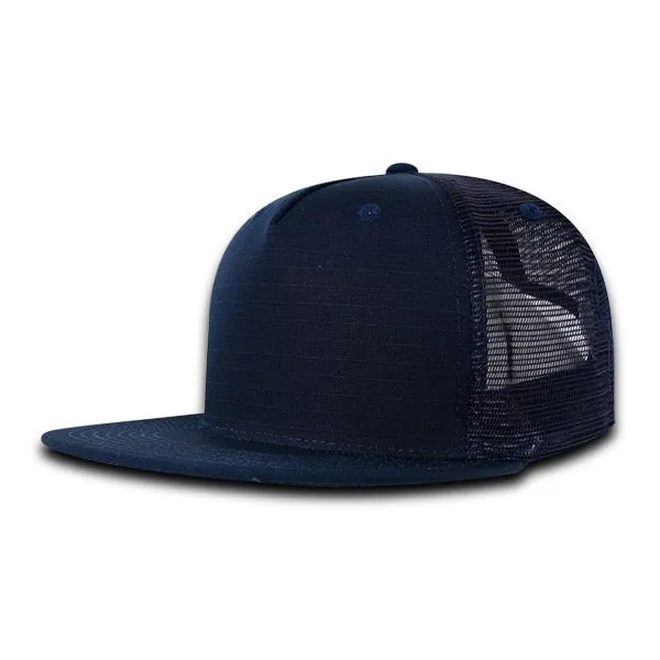 Decky 3021 - 5-Panel Ripstop Trucker Hat, Flat Bill Snapback Cap - CASE Pricing