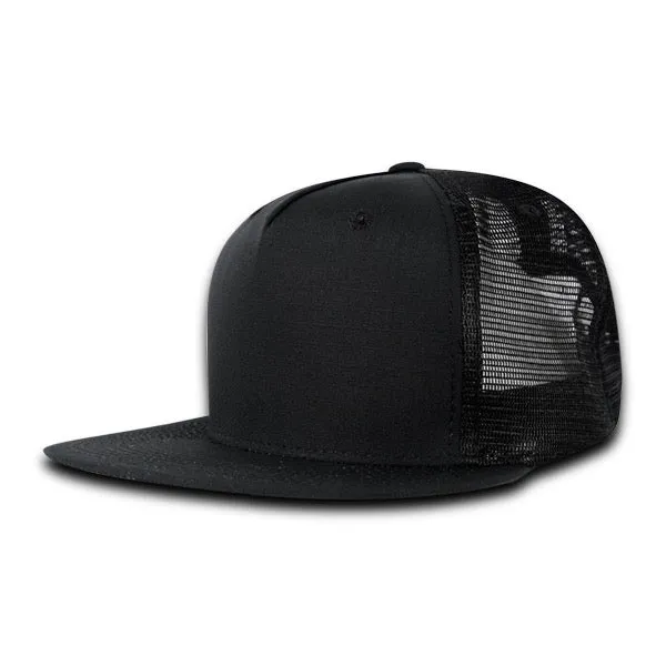 Decky 3021 - 5-Panel Ripstop Trucker Hat, Flat Bill Snapback Cap - CASE Pricing