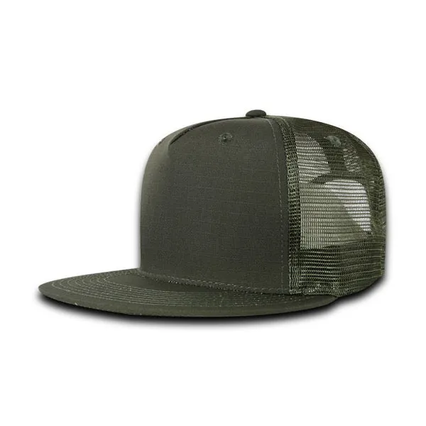 Decky 3021 - 5-Panel Ripstop Trucker Hat, Flat Bill Snapback Cap - CASE Pricing