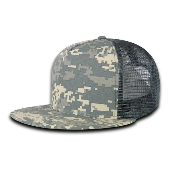 Decky 3021 - 5-Panel Ripstop Trucker Hat, Flat Bill Snapback Cap - CASE Pricing