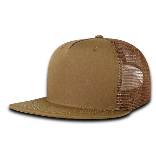 Decky 3021 - 5-Panel Ripstop Trucker Hat, Flat Bill Snapback Cap - CASE Pricing