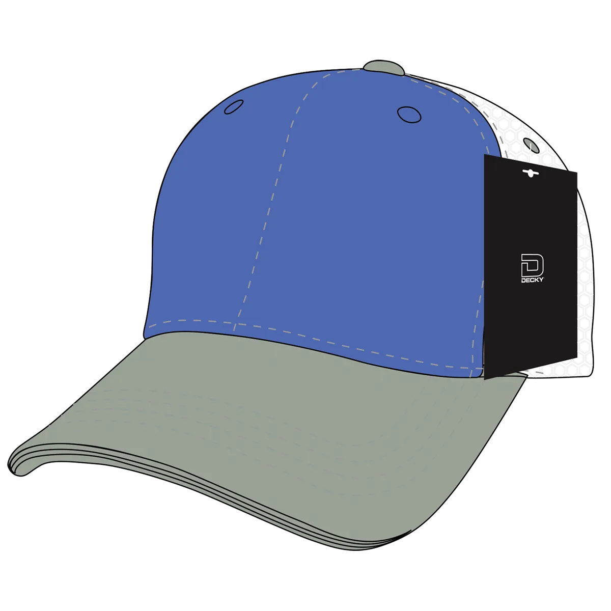 Decky 4006 - 6-Panel Mid Pro Trucker Cap - Classic Trucker Hat, Snapback