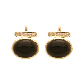 EARRINGS - BLACK ONYX AND DIAMOND IN 18K GOLD