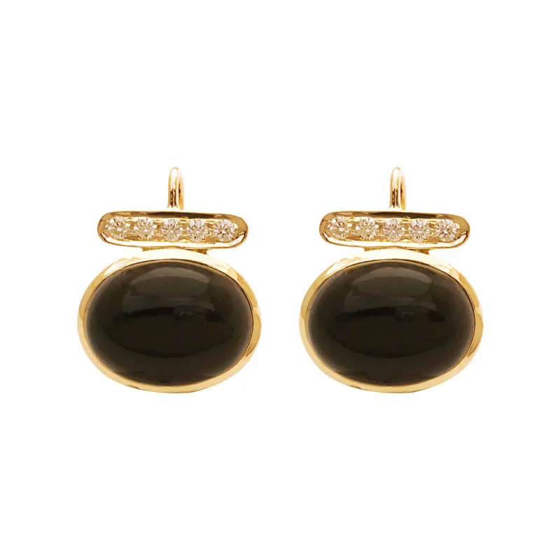 EARRINGS - BLACK ONYX AND DIAMOND IN 18K GOLD