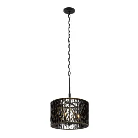 Estela 380P03MBFG 3-Light Convertible Pendant/Ceiling Light - Matte Black/French Gold