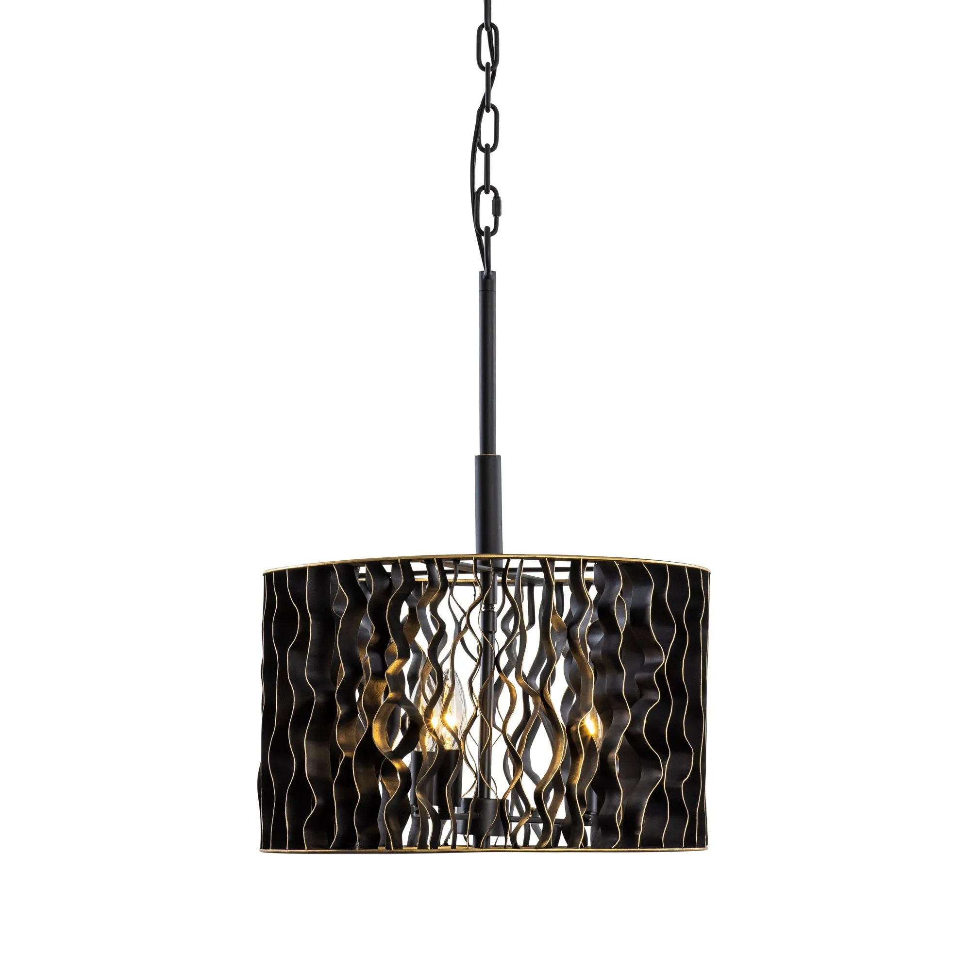 Estela 380P03MBFG 3-Light Convertible Pendant/Ceiling Light - Matte Black/French Gold