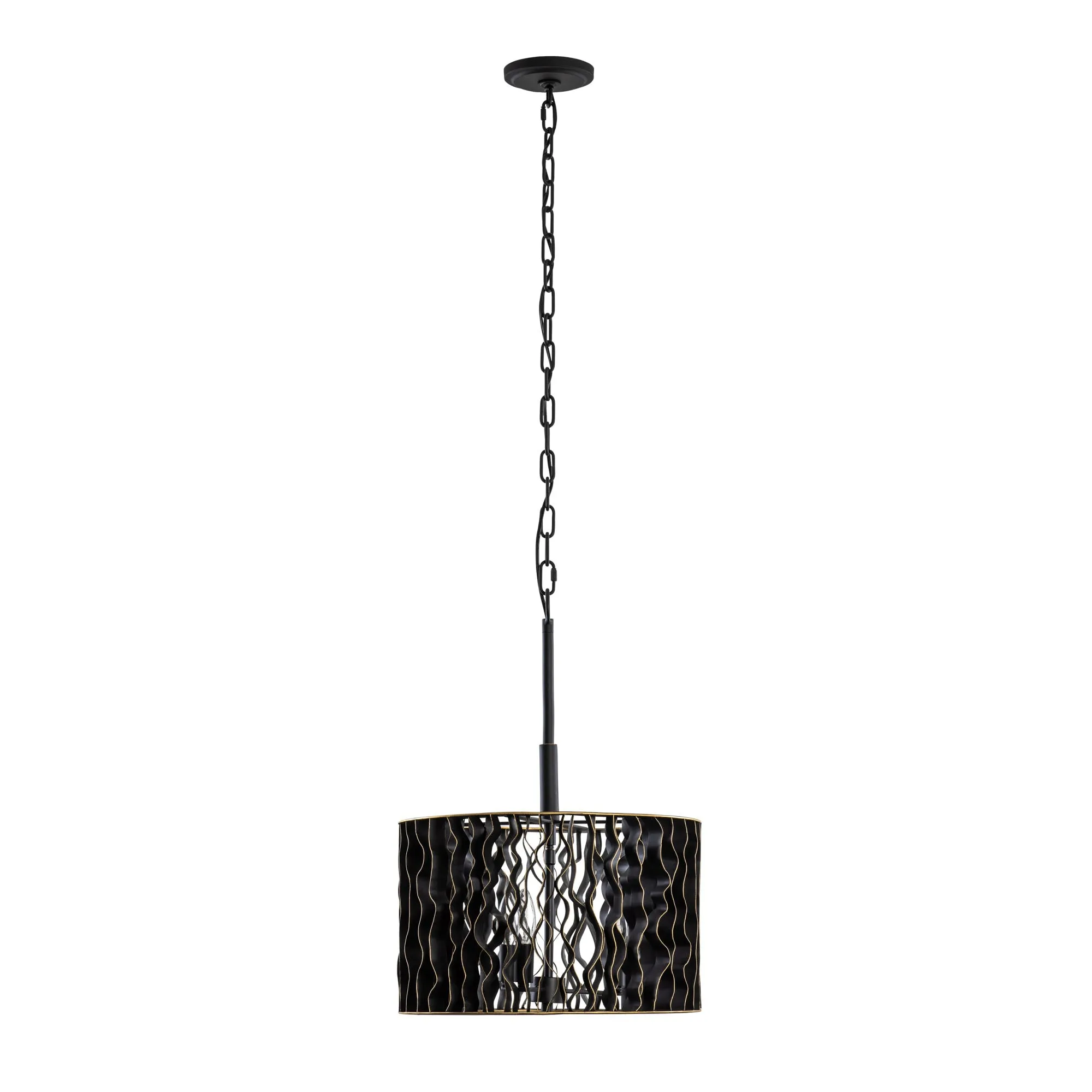 Estela 380P03MBFG 3-Light Convertible Pendant/Ceiling Light - Matte Black/French Gold