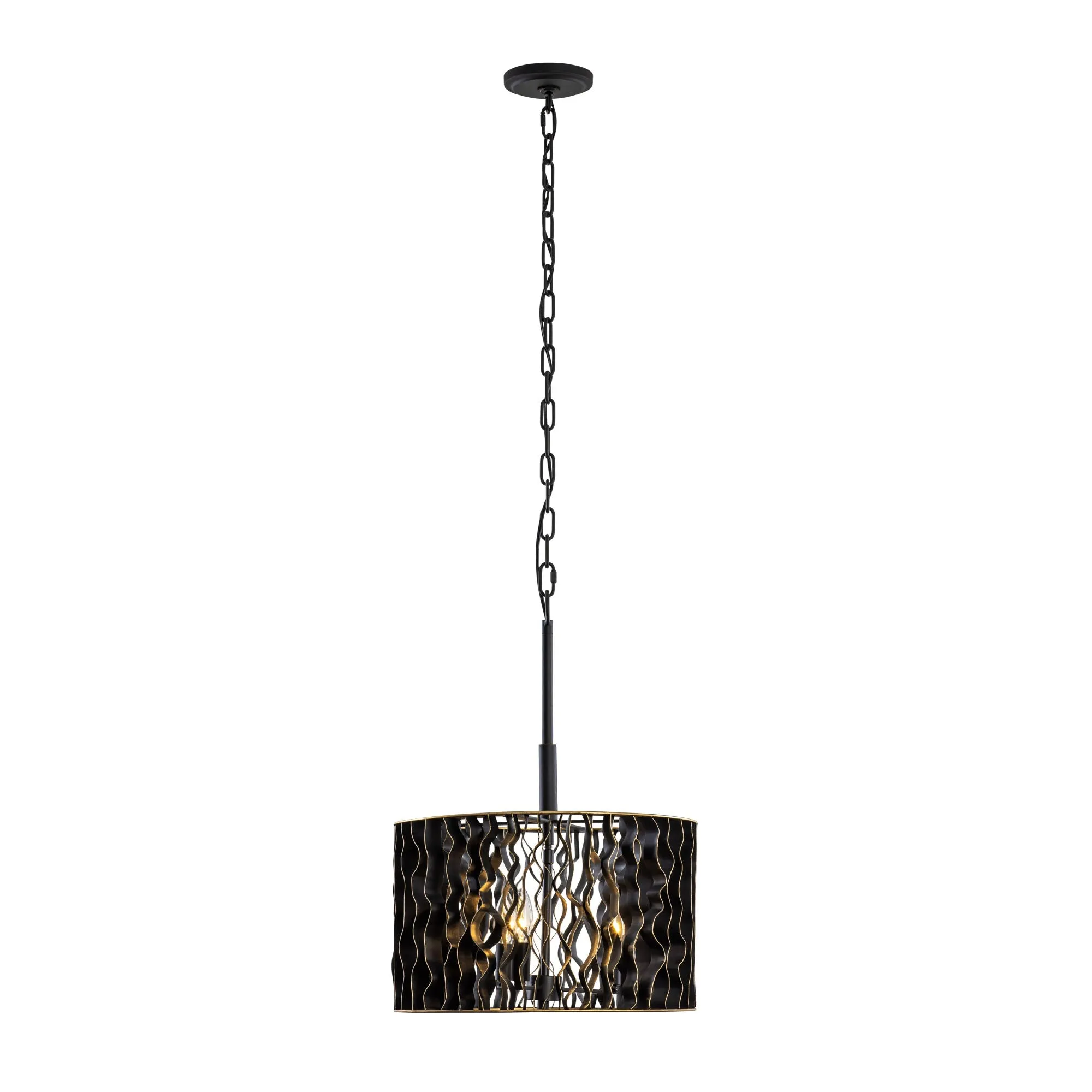 Estela 380P03MBFG 3-Light Convertible Pendant/Ceiling Light - Matte Black/French Gold