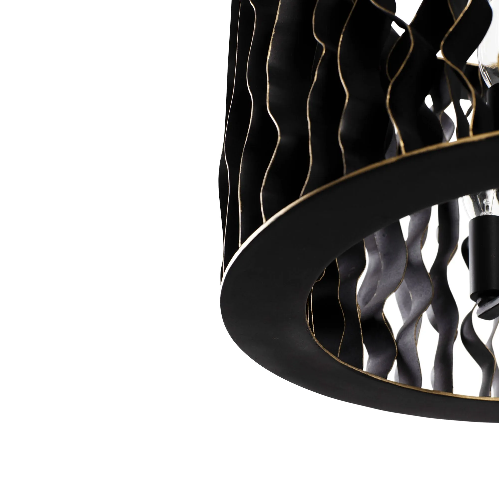 Estela 380P03MBFG 3-Light Convertible Pendant/Ceiling Light - Matte Black/French Gold