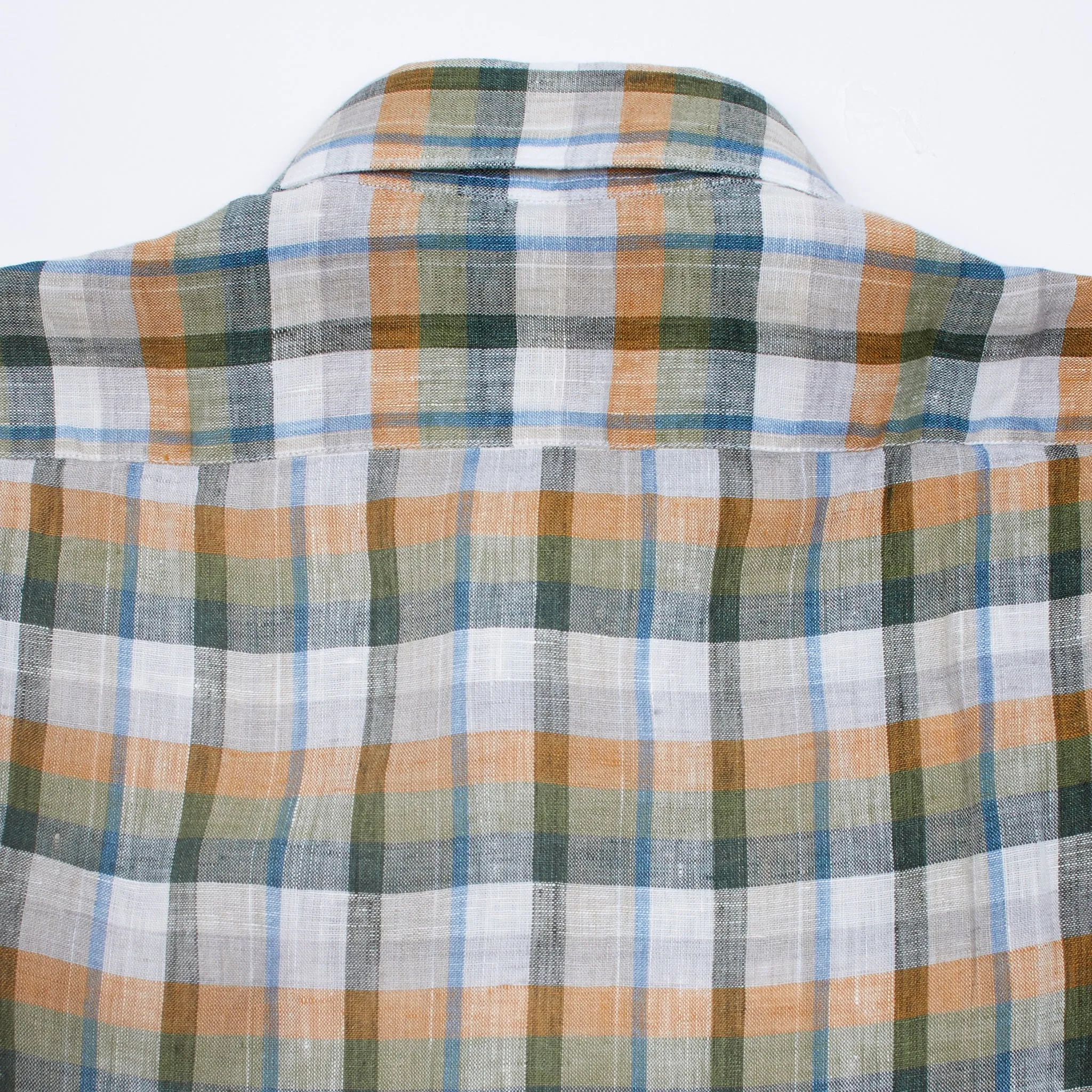 Finamore Tokyo Luigi Linen Shirt in Green Plaid