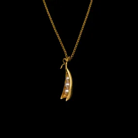 Fine Pea Pod 3 Pearls Pendant