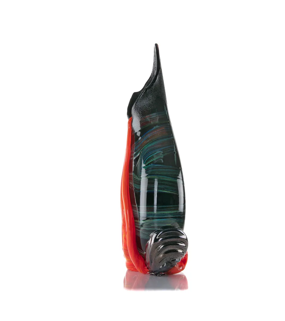 Glass Vessel "Black Lava Trail 1" by Daniel Moe