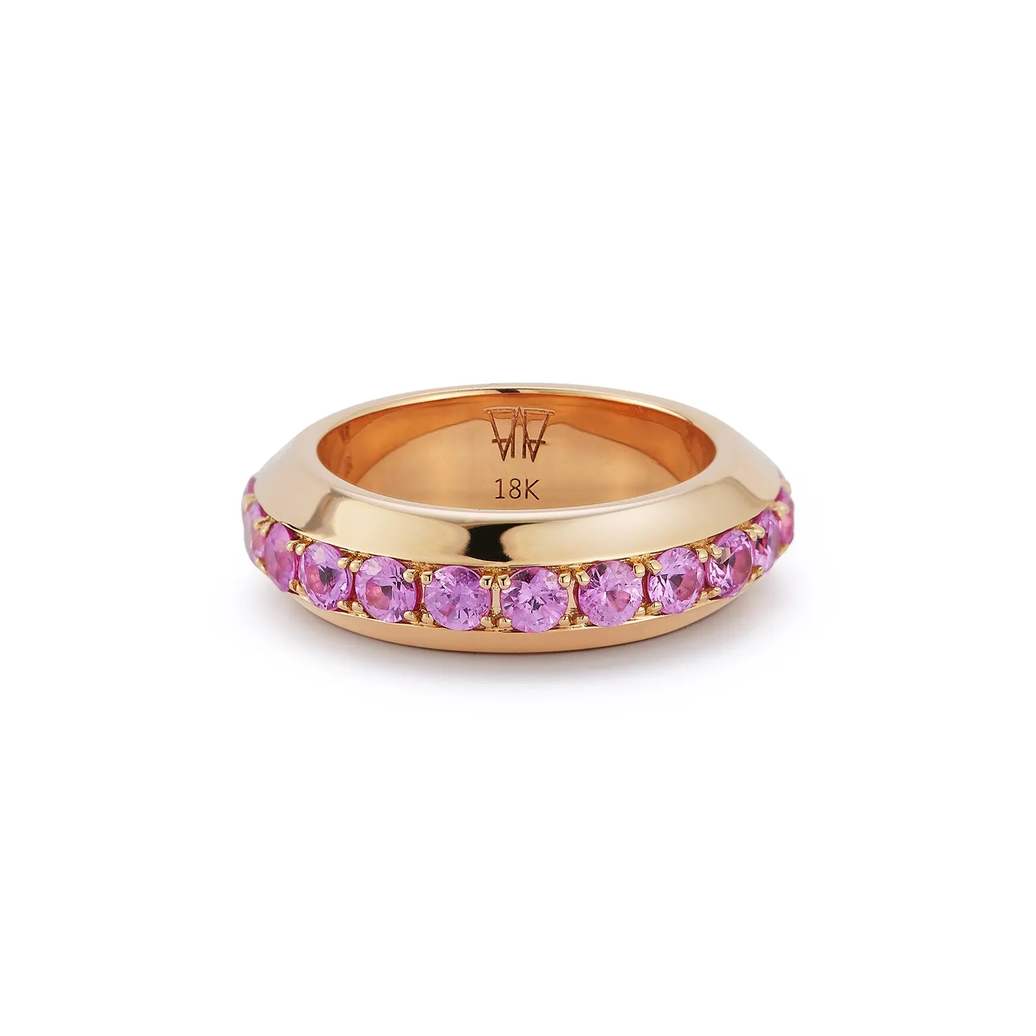 GRANT 18K GOLD AND PINK SAPPHIRE ANGLED BAND RING