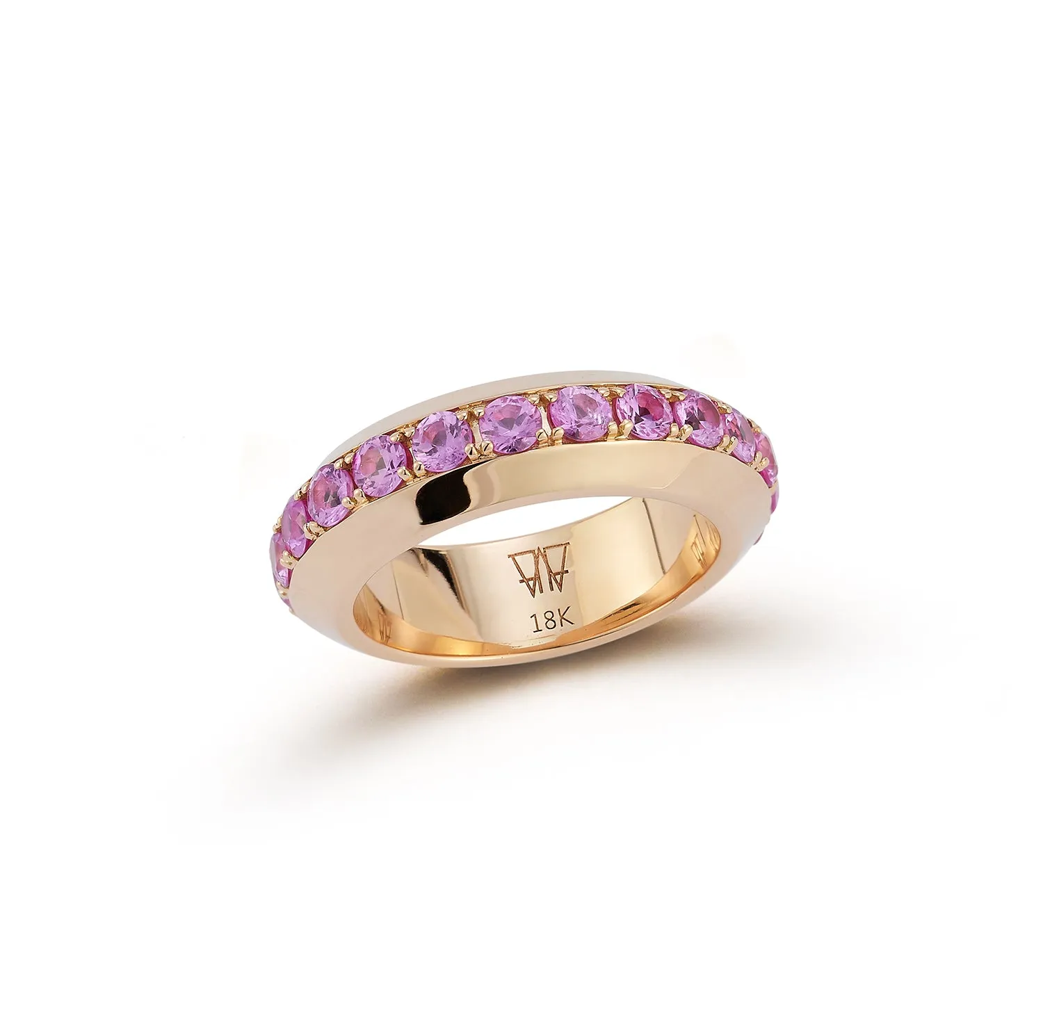 GRANT 18K GOLD AND PINK SAPPHIRE ANGLED BAND RING