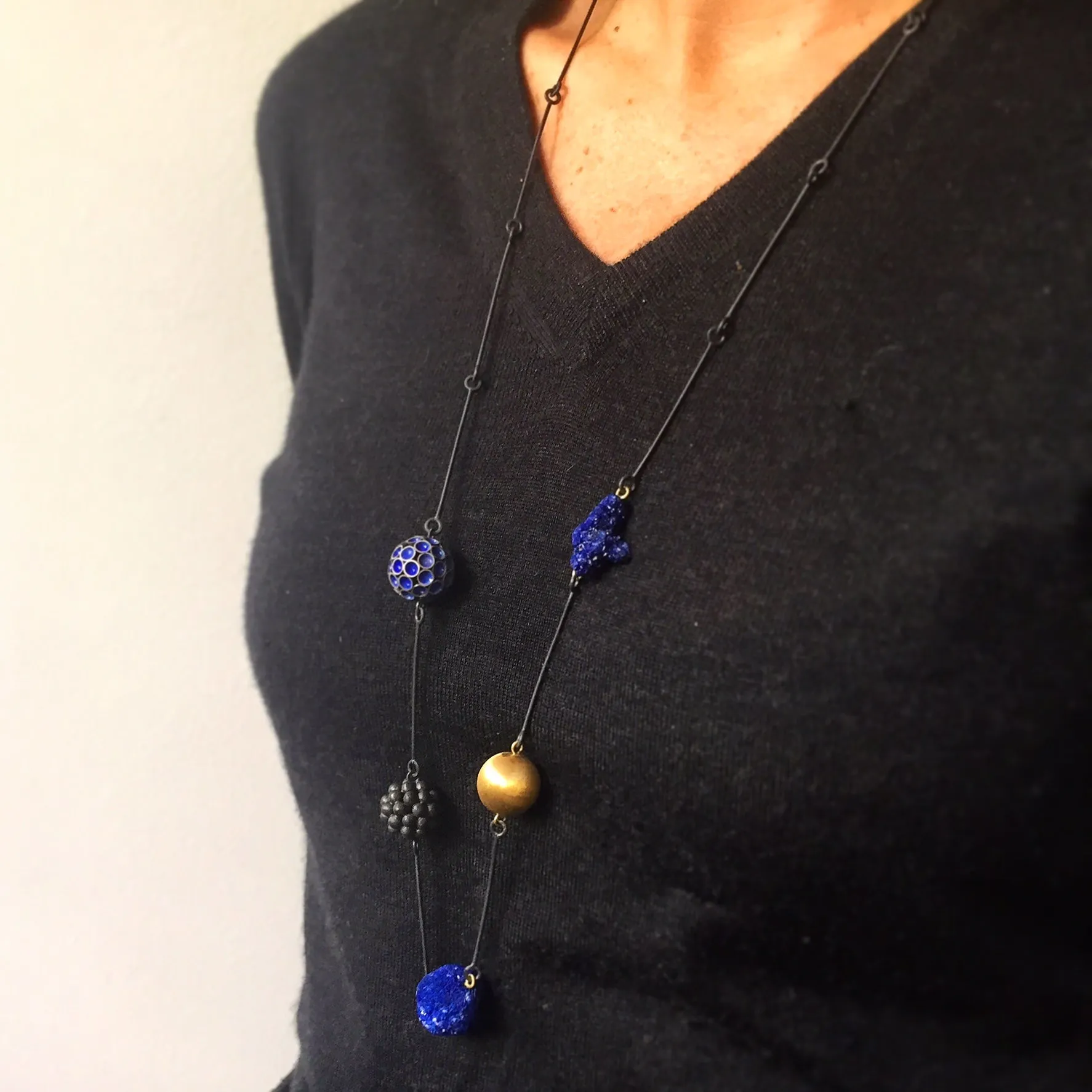 Hydrangea Necklace with Azurite