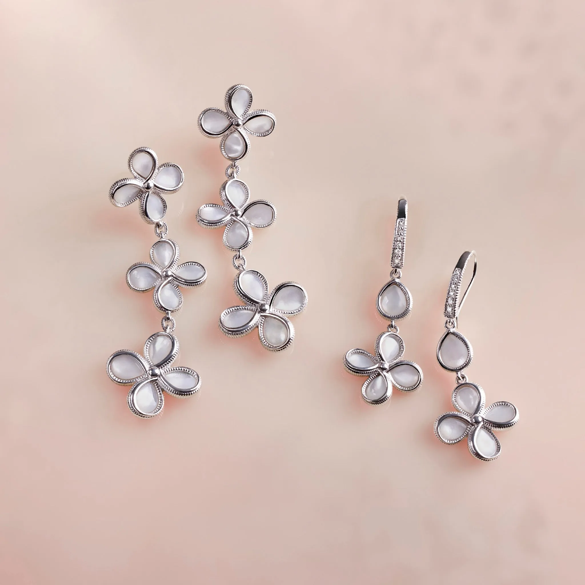 Jardin Triple Drop Earrings with Mother of Pearl