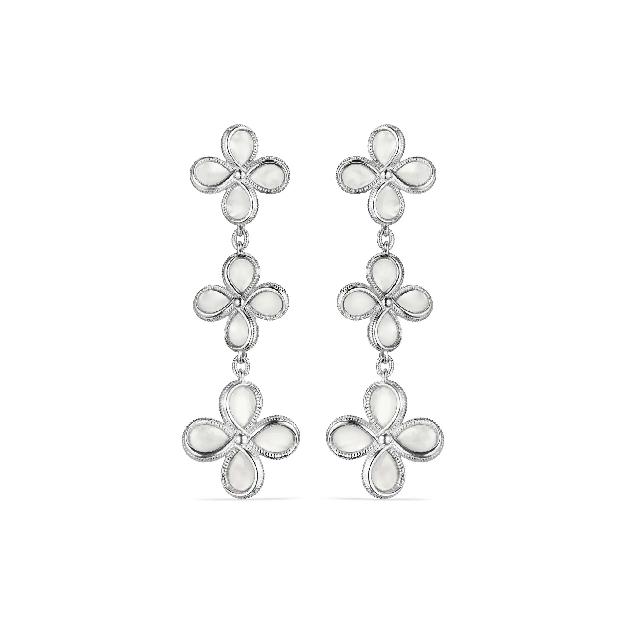 Jardin Triple Drop Earrings with Mother of Pearl