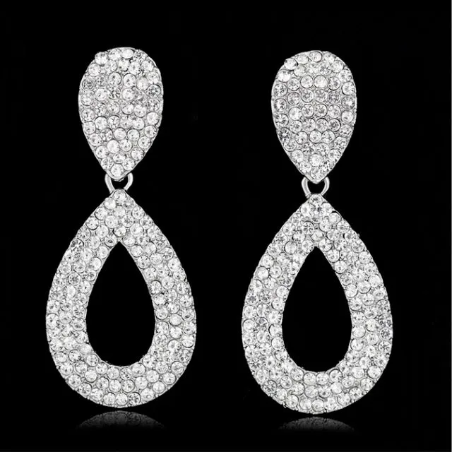 Large Teardrop Crystal Diamonte Stud Earrings