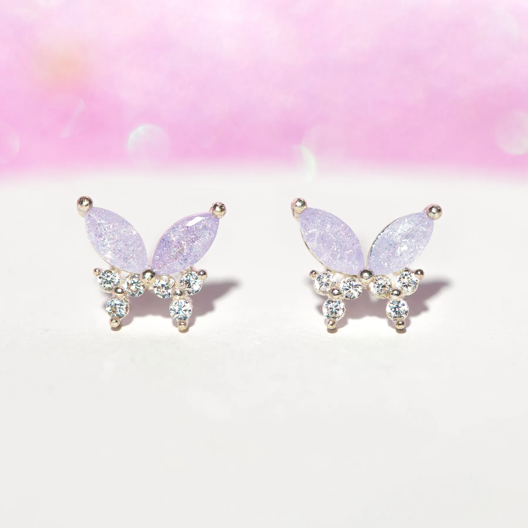 Lavender Remember Me Butterfly Studs