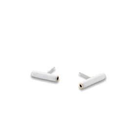 Lines - stud earrings with enamel - white