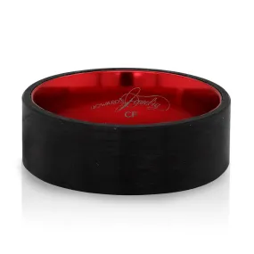 MEN'S CARBON FIBER WEDDING BAND WITH RED INNER SLEEVE