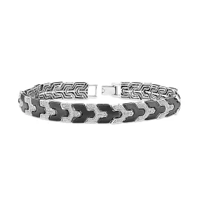 MEN'S WHITE GOLD BRACELET WITH BLACK ACCENTS AND DIAMONDS, 1 3/8 CT TW