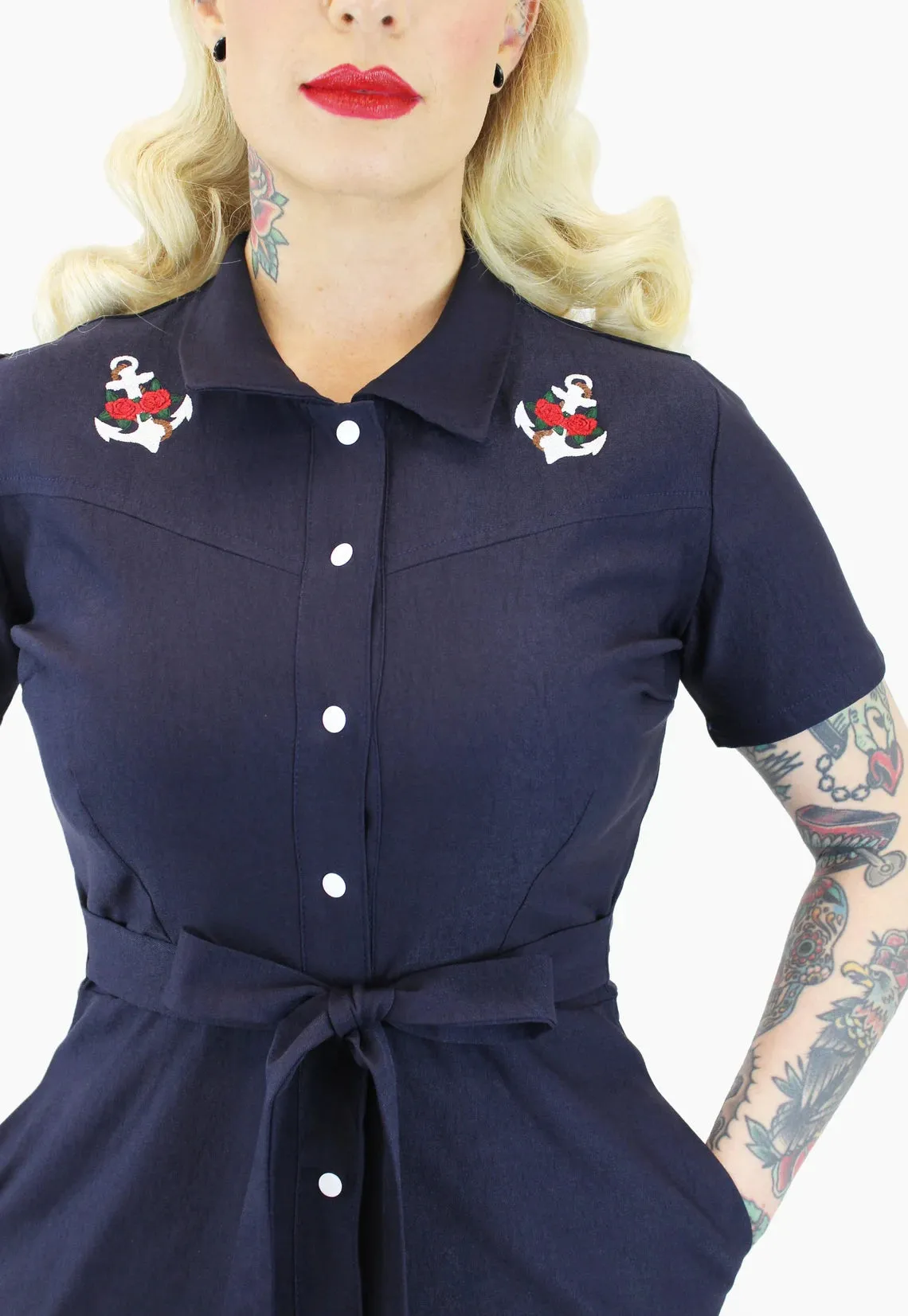 Nautical Anchor Navy Romper With Belt #NNR