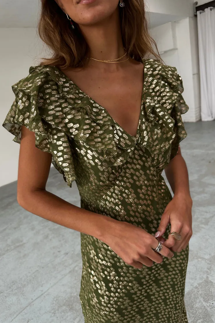 Olive Jacquard Tilda Dress