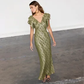 Olive Jacquard Tilda Dress