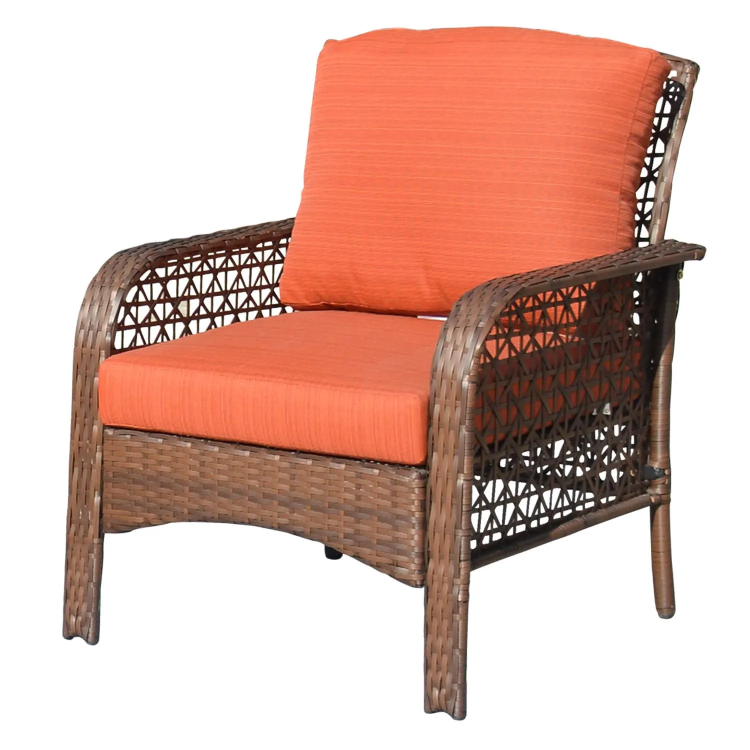 Ovios Patio Furniture 4-Piece High Back Brown Wicker Set with Cushion