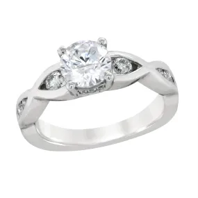 PLATINUM ENGAGEMENT RING SETTING WITH SCALLOPED SHANK, .45 CT TW