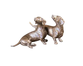 Richard Cooper Dachshund Pair Bronze Sculpture