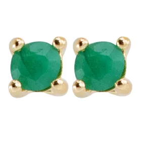 Round Emerald Earrings 3mm