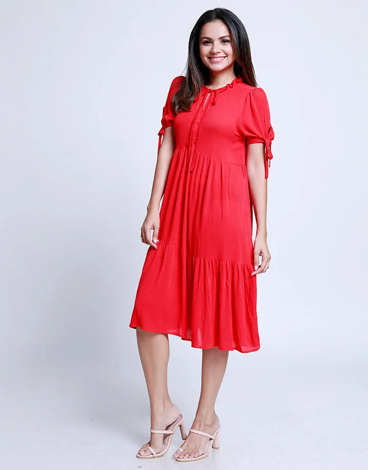 Short Sleeves Tiered Dress