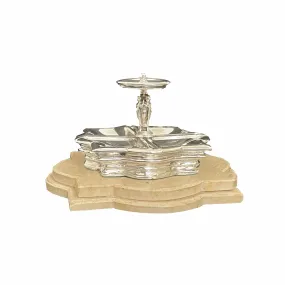 Sterling silver replica (on a handmade Roman travertine base) of Bernini's Fountain of Castel Gandolfo